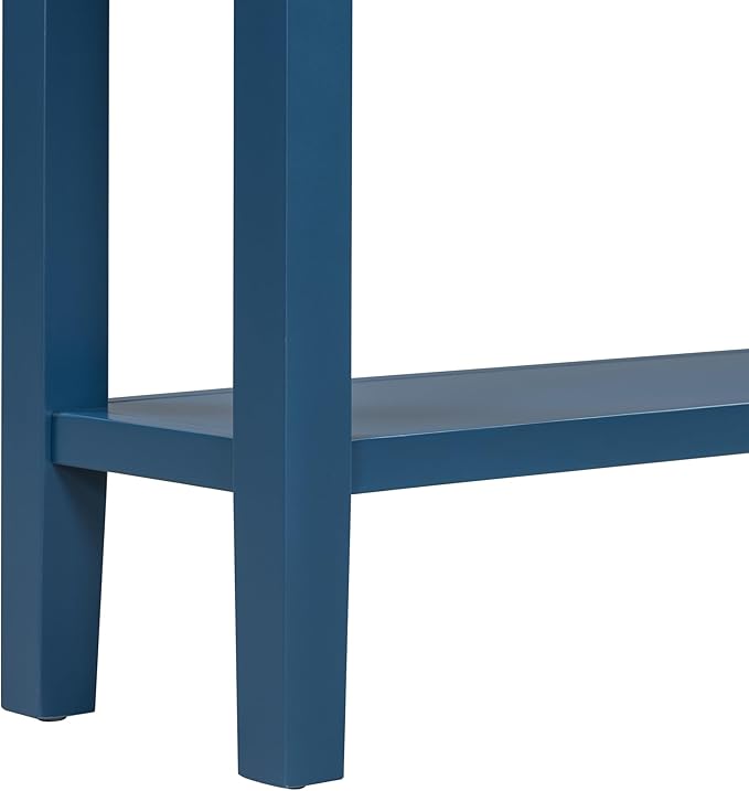 Ball & Cast 60“ Contemporary 4 Drawers Console Table, Long Narrow Entryway-Table with Drawer & Shelf, Modern Storage Sofa Tables, Farmhouse Wood Couch-Tables for Entrance Hallway Living,Blue