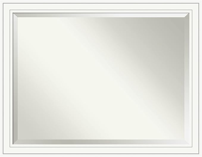 Amanti Art White Bathroom Mirror for Over Sink, 35x45 Craftsman White Rectangle Vanity Mirror, X-Large Casual Wood Frame, Hangs Horizonally and Vertically, Bathroom Wall Decor, Beveled Edge from WI