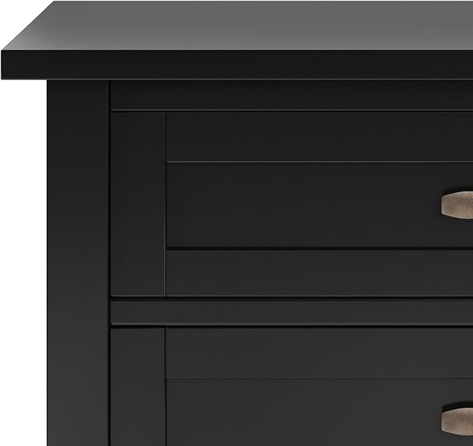 SIMPLIHOME Warm Shaker SOLID WOOD 24 inch Wide Transitional Bedside Nightstand Table in Black for the Living Room and Bedroom