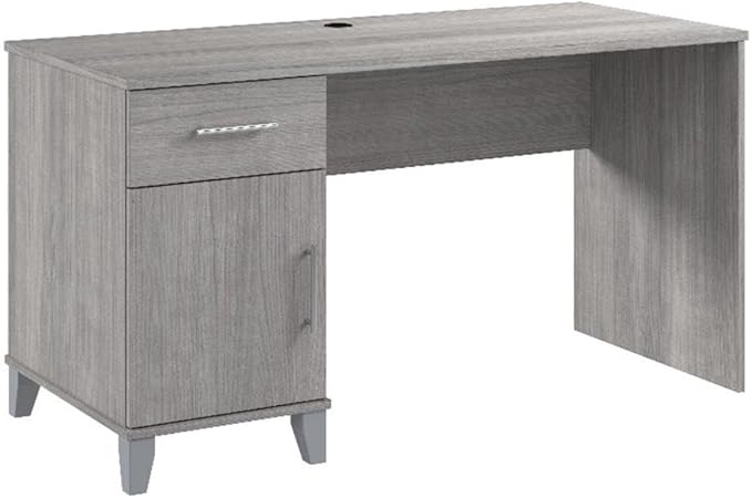 Bush Furniture Somerset 54W Office Desk with Drawer and Storage Cabinet in Platinum Gray | Computer Table for Home Office Workspace