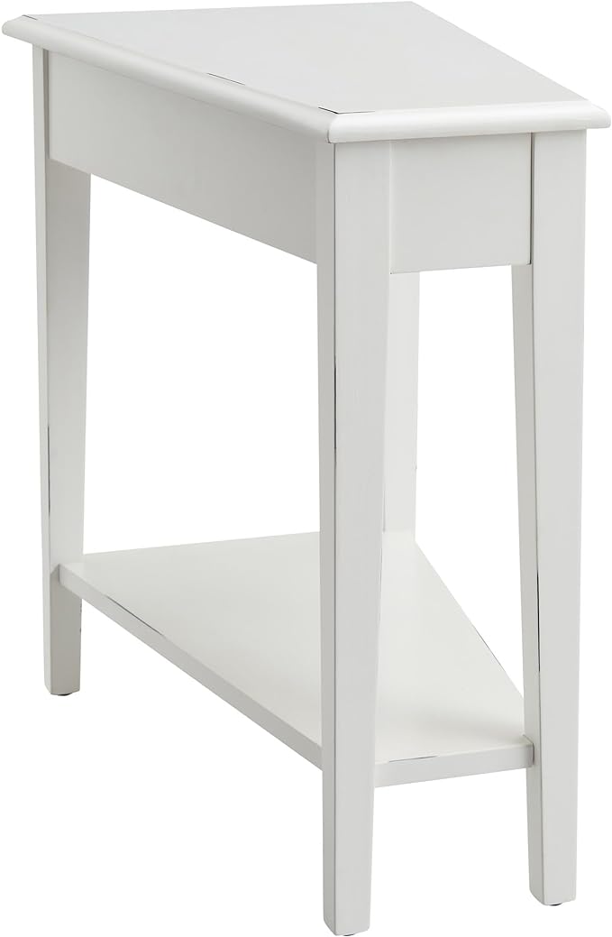 Leick Home Haven Ridge Wedge End Table, Tapered Side Table, Farmhouse White, 214395