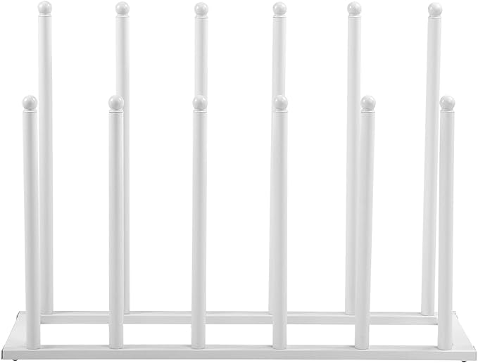 MyGift Modern White Metal Free Standing Boot Shoe Rack Organizer, Tall Boot Shaper Storage Stand, Holds up 6 Pairs of Tall Boots