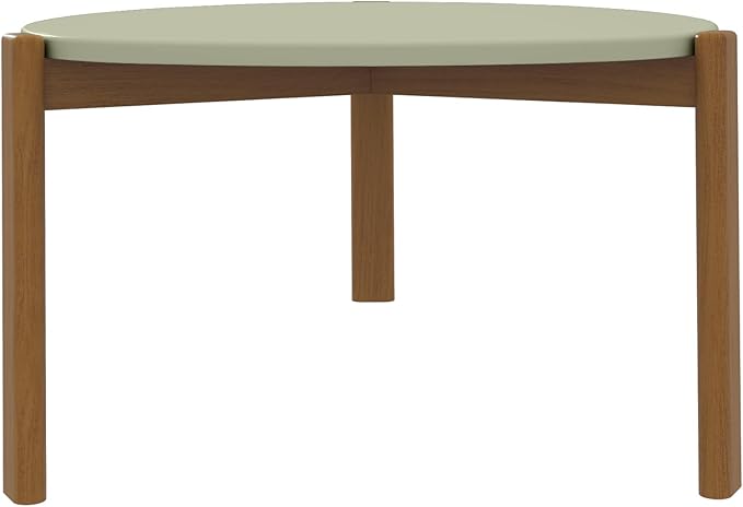 Manhattan Comfort Gales Mid Century Modern Coffee Table with Oval Triangle Shaped Top, Accent Furniture for Living Room Made from Solid Eucalyptus Wood, Pistachio Green