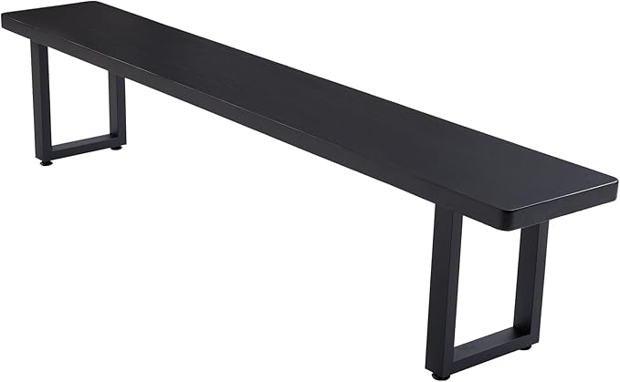 Black Bench Wooden Bench with Metal Legs Suitable for Dining Room Living Room Office Conference Room Indoor Stool Multiple （62.99in）