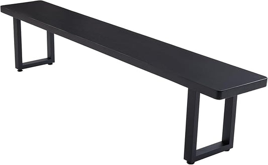Black Bench Wooden Bench with Metal Legs Suitable for Dining Room Living Room Office Conference Room Indoor Stool Multiple （55.12in）