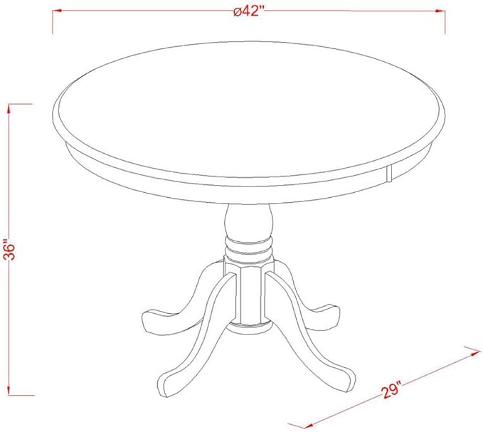 East West Furniture TRFA5-BLK-W 5 Piece Counter Height Pub Set Includes a Round Dining Room Table and 4 Kitchen Chairs, 42x42 Inch, Black & Cherry