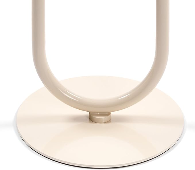 Lantern-Shaped Metal End Table, Small Round Side Accent Pedestal Modern Coffee Drink Cocktail Table for Living Room Corners Small Spaces(21.3'' Height,Cream White)