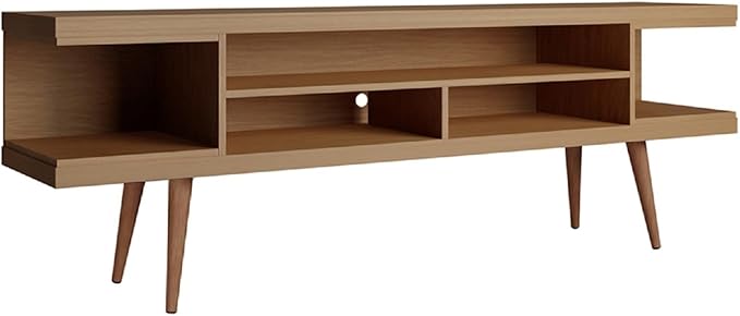 Manhattan Comfort Utopia 70.47" Freestanding Entertainment Center for Living Room, Mid Century Modern TV Stand with Shelves, Storage and Media Holes, Fits 65" Screens, 70.47 Inches, Maple