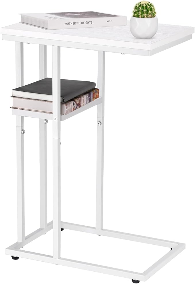 Yoobure C Shaped End Table, Side Table for Couch and Bed, Small Side Tables for Small Spaces, Living Room, Bedroom, Rustic Snack Tables