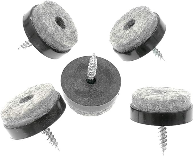 ALIMITOPIA 40pcs Screw-on Furniture Felt Pad Chair Glide Slider Hardwood Floor Protector for Wooden Leg Feet of Chair Table Furniture(Φ20mm or 0.8";Black)