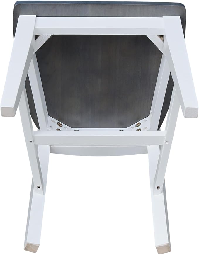 International Concepts Set of Two Tall Mission Chairs, White/Heather gray