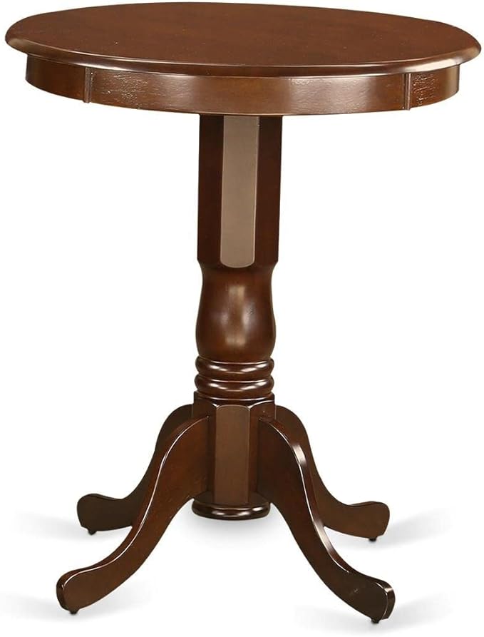 East West Furniture EDVN5-MAH-C 5 Piece Counter Height Dining Table Set Includes a Round Wooden Table with Pedestal and 4 Linen Fabric Upholstered Chairs, 30x30 Inch, Mahogany