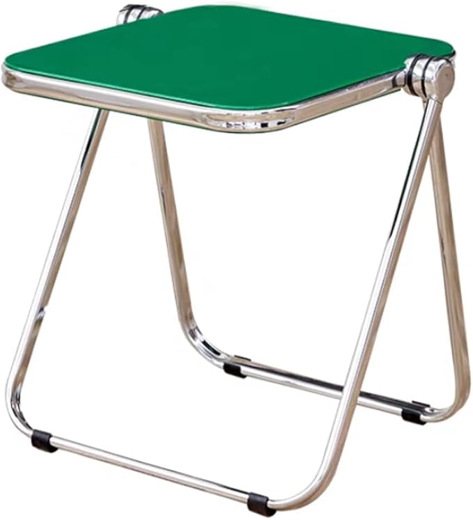 Portable Folding End Table, Lightweight Half-Fold Design for Living Room, Bedroom and Small Spaces, Sturdy Acrylic and Metal Frame with No Assembly Required, Space-Saving Storage (Green)