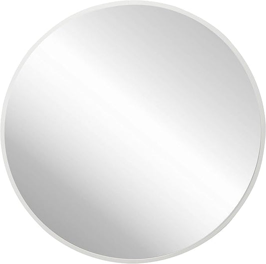 FrameWorks 28" Deluxe Contemporary White Circular Aluminum Mirror