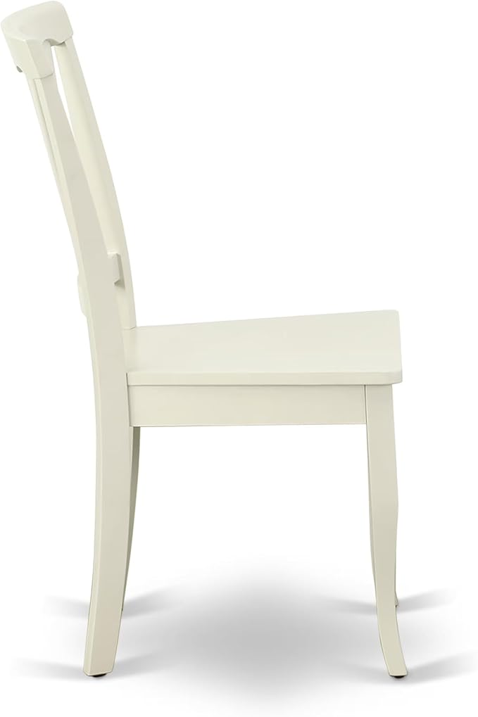 East West Furniture ANAV5-LWH-W 5 Piece Dining Room Table Set Includes a Round Kitchen Table with Pedestal and 4 Dining Chairs, 36x36 Inch, Linen White