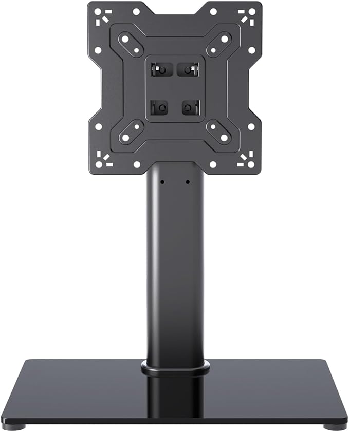 Universal TV Stand Base, Table Top TV Stand for 17-43 Inch LCD/LED TVs, Height Adjustable Monitor Mount Stand with Tempered Glass Base Holds up to 88lbs VESA 200x200mm, TS103