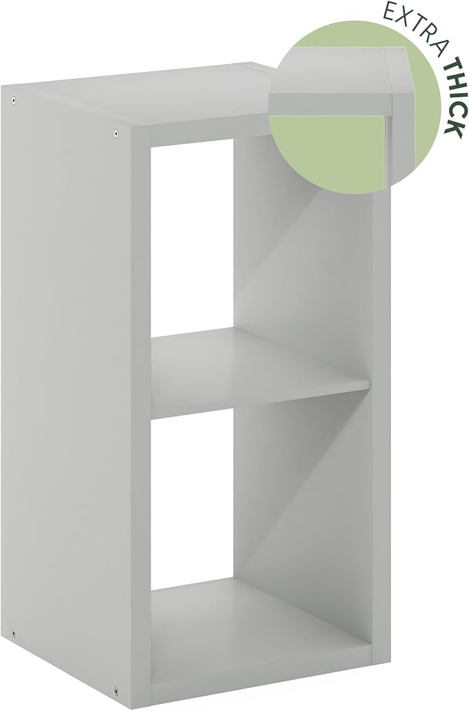 Furinno Cubicle Open Back Decorative Cube Storage Organizer, 2, Light Grey