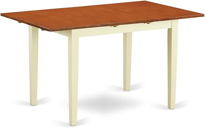 East West Furniture NOCE3-LWH-15 3 Piece Dining Table Set Contains a Rectangle Dining Room Table with Butterfly Leaf and 2 Baby Blue Linen Fabric Parsons Chairs, 32x54 Inch, Linen White
