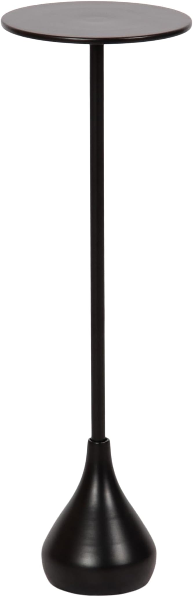 Kate and Laurel Hersi Decorative Modern Pedestal Drink Table; 7 x 7 x 20; Black; Cast Aluminum Mini Table with Teardrop Base for Use as Small Plant Stand or Living Room Martini Table