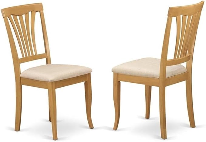 East West Furniture DMAV3-OAK-C 3 Piece Dining Room Table Set Contains a Round Dining Table with Dropleaf and 2 Linen Fabric Upholstered Chairs, 42x42 Inch, Oak