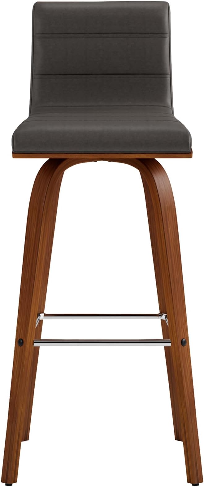 Vienna 30" Swivel Bar Stool in Walnut Wood Finish with Gray Faux Leather - Set of 3