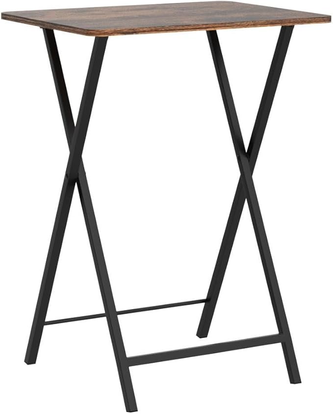 HOOBRO Folding TV Tray Table, TV Trays for Eating Set of 4 with Stand, Folding TV Dinner Tables for Small Space, Easy Assembly, Space Saving, Stable and Durable, Rustic Brown and Black BF20BZP401