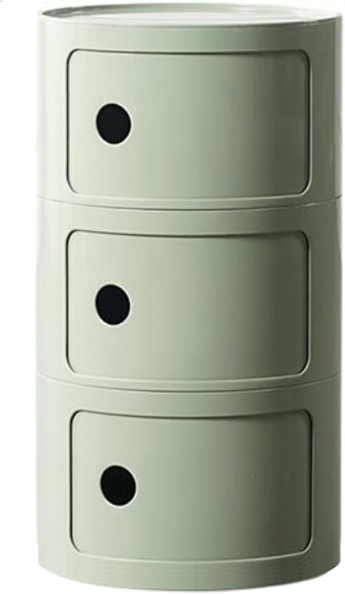 Round Nightstand with 3 Drawers, Modern Style Side Table, Multifunctional End Table Storage Cabinet for Living Room, Bedroom, Bathroom (Green)
