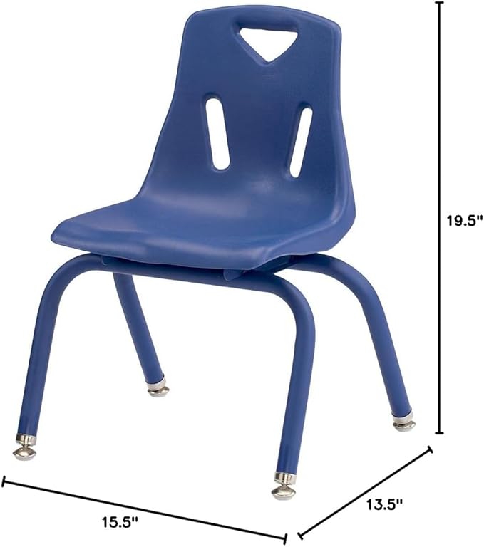Berries Jonti-Craft 8120JC6003 Stacking Chairs with Powder-Coated Legs, 10" Height, Blue, Pack of 6