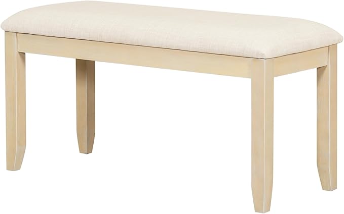 Ball & Cast 6 Piece Dining Table Set with 4 Upholstered Chairs & 1 Bench,Wooden Living Room Furniture for 6 W/ 78" Rectangle Kitchen Desk,for Restaurant,Home Bistro,Natural+Beige