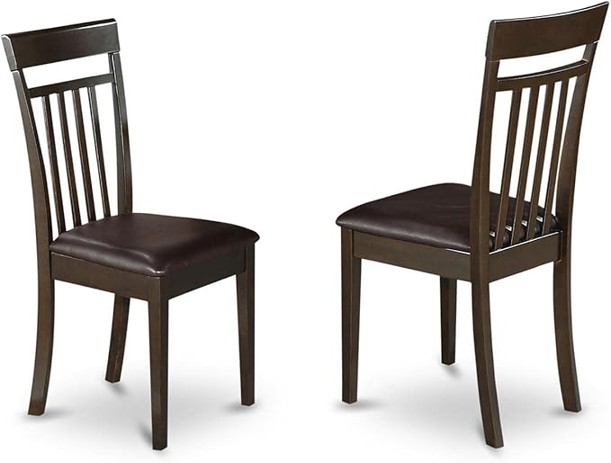 East West Furniture HLCA3-CAP-LC 3 Piece Modern Dining Table Set Contains a Round Wooden Table with Pedestal and 2 Faux Leather Dining Room Chairs, 42x42 Inch, Cappuccino