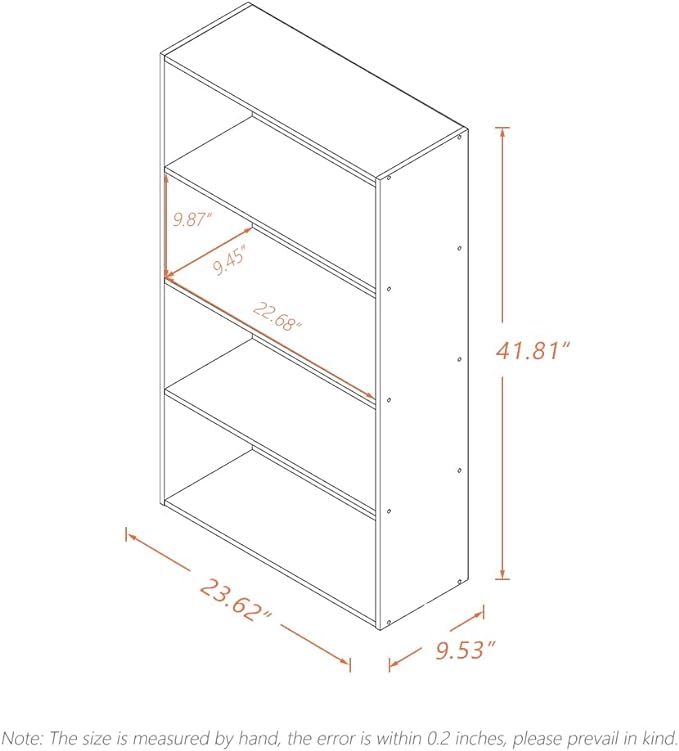 Basic Open Shelf Bookcase - 4-Tier Wooden Cube Storage Shelves Split Bookshelf, Oak