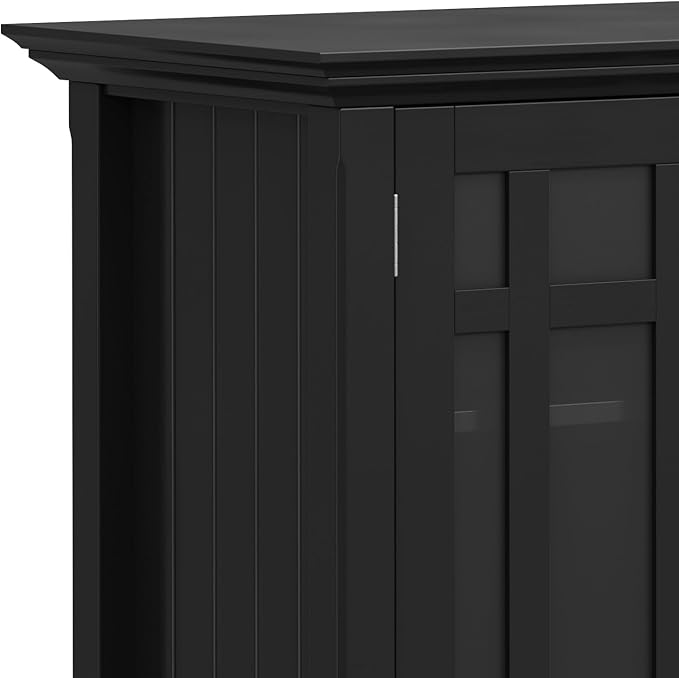 SIMPLIHOME Bedford Solid Wood 53 inch Wide Transitional TV Media Stand in Black for TVs up to 60 inches for The Living Room and Entertainment Center