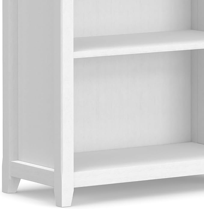 SIMPLIHOME Amherst Bookcase - 70 inch Tall 5-Shelf Solid Wood Bookshelf in White, Transitional Storage for Living Room, Study Room or Office with Adjustable Shelves and Tapered Legs