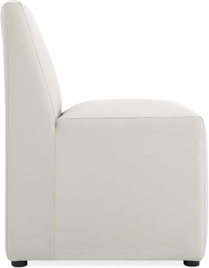 Manhattan Comfort Anna Square Modern Dining Chair with Head to Toe Faux Leather Upholstery and Plastic Foot Padding, Luxury Accent Furniture, Set of 2, Stone Grey