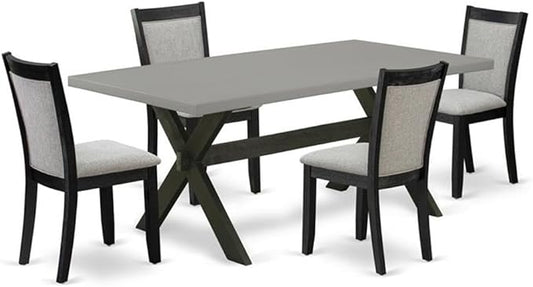 East West Furniture X697MZ606-5 5 Piece Kitchen Table Set for 4 Includes a Rectangle Dining Table with X-Legs and 4 Shitake Linen Fabric Parson Dining Chairs, 40x72 Inch, Multi-Color