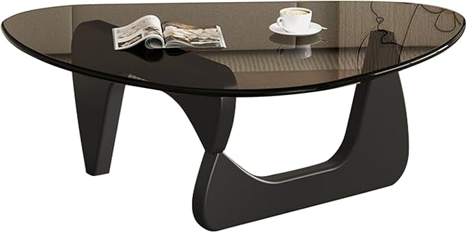 Modern Glass Coffee Table for Living Room, Black mid Century Modern Coffee Table, Sleek Coffee Tables, Suitable for Bedroom Living Room Reception Office Tables（Black/Grey，Large）