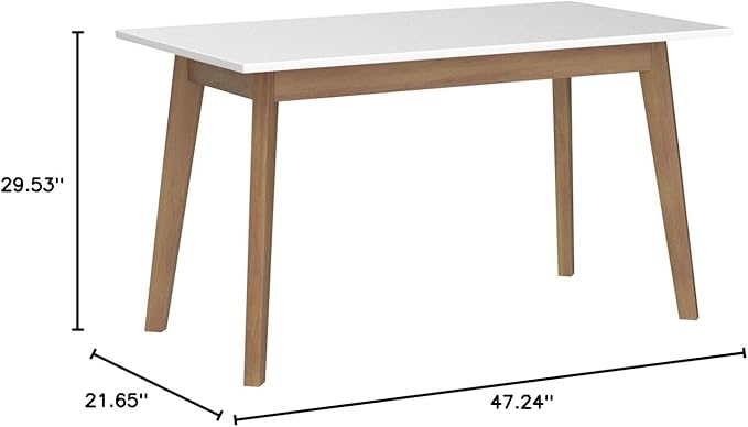 IOTXY Simple Wooden Writing Desk - Modern Minimalist Style PC Laptop Computer Workbench with Solid Wood Legs, 47" W Home Office Work Table for TV Stand Music Video Live Broadcast Workstation, White