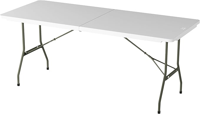 Lavish Home 6-Foot Folding Table - Indoor and Outdoor Table for Camping, Dining, Buffets, Crafts, and Playing Cards - Portable Picnic Table (White)