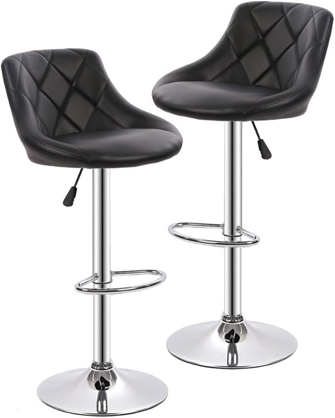 BestOffice Counter Height Bar Stools Set of 2 Bar Stools Swivel Stool Height Adjustable Bar Chairs with Back PU Leather Swivel Bar Stool Kitchen Counter Stools Dining Chairs