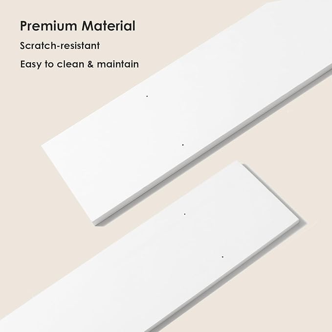 DINZI LVJ Long Wall Shelves, 39.4 Inch Large Floating Shelves Set of 2, Wide Display Shelf Wall Mounted with Brackets, Easy Hanging for Living Room, Toilet, Office, Bedroom, White