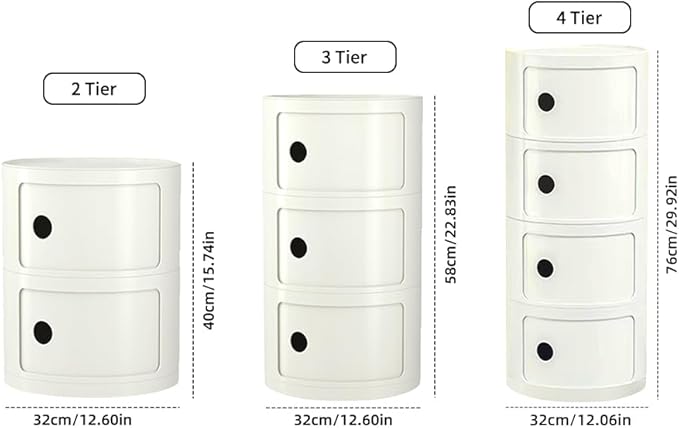 Round Nightstand with 3 Drawers, Modern Style Side Table, Multifunctional End Table Storage Cabinet for Living Room, Bedroom, Bathroom (Pure White)