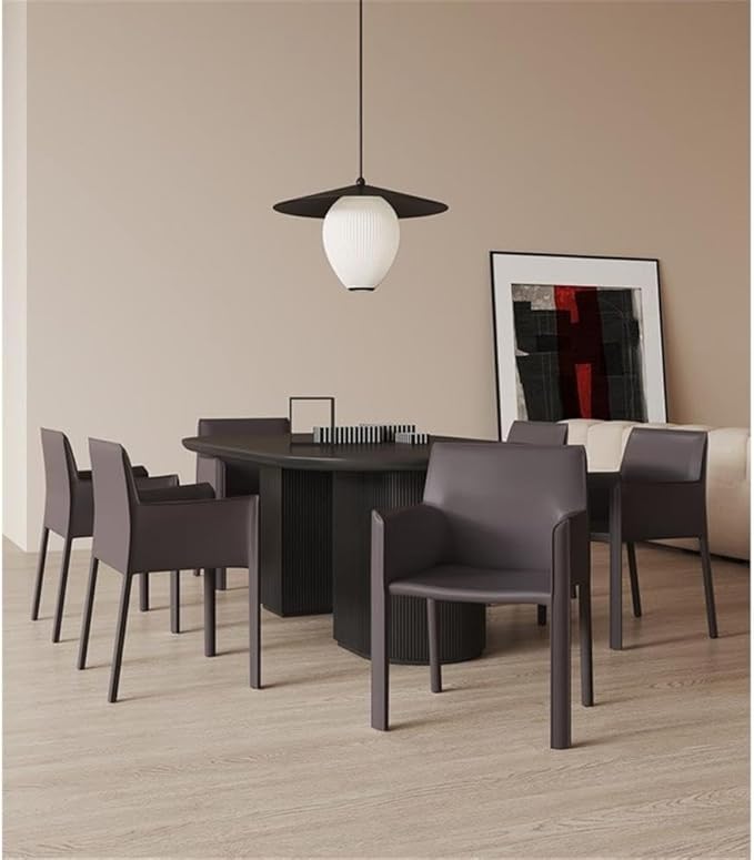Manhattan Comfort Vogue Modern Faux Leather Dining Chairs, Metal Frame, Comfortable Padded Seat, Fully Assembled Armchair Accent Furniture, Set of 2, Grey