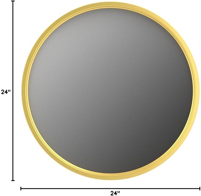 Growsun Gold Round Mirror, 24 inch Circle Wall Mirror for Bathroom Vanity, Entryway Living Room with Metal Frame for Home Decor