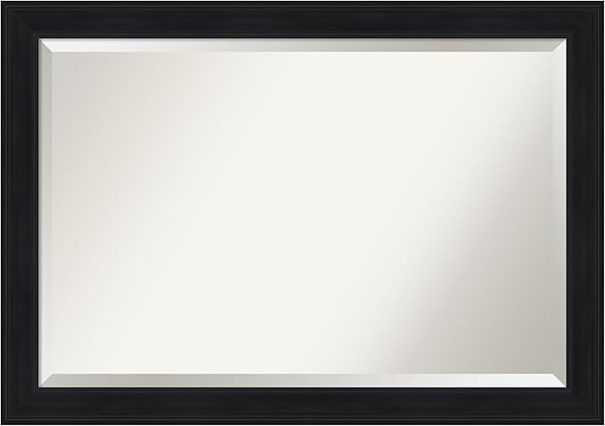 Amanti Art Black Bathroom Mirror for Over Sink, 29x41 Abbey Black Rectangle Vanity Mirror, Large Traditional Frame, Hangs Horizonally and Vertically, Bathroom Wall Decor, Beveled Edge