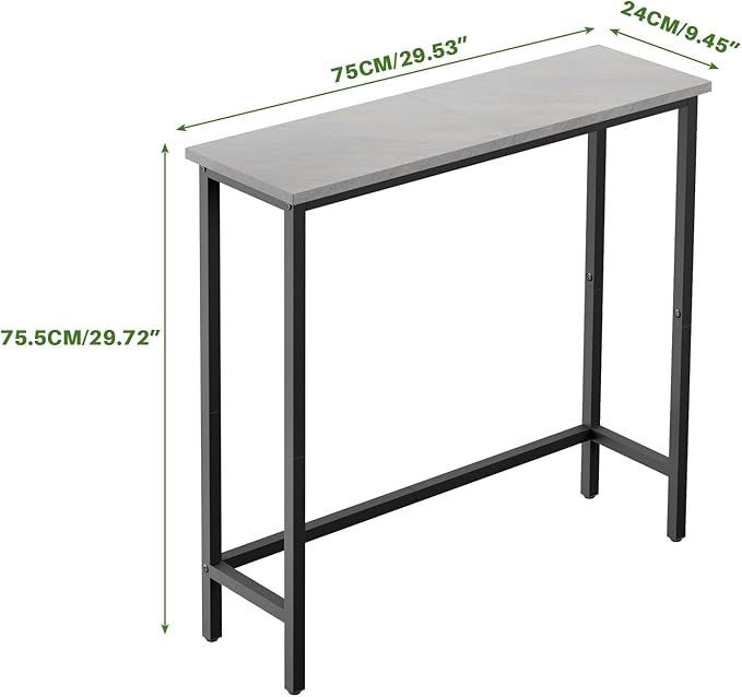 HollyHOME Narrow Hallway Table, 29.5" Small Console Table, Slim Entryway Table, Sofa Table, for Hallway, Bedroom, Living Room, Foyer, Dark Grey Visit The Store