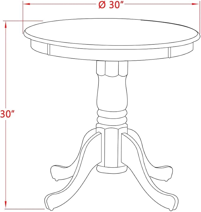 East West Furniture ESBO3-MAH-W 3 Piece Dining Room Table Set Contains a Round Kitchen Table with Pedestal and 2 Dining Chairs, 30x30 Inch, Mahogany