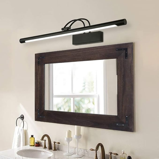 YOSHOOT Rustic Wooden Framed Wall Mirror, Natural Wood Bathroom Vanity Mirror for Farmhouse Decor, Vertical or Horizontal Hanging