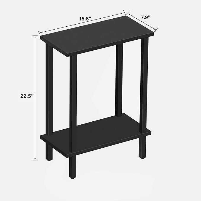 TUTOTAK Small Side Table, Narrow End Table, Set of 2, Skinny Sofa Table, Slim Nightstand, Couch Table, Living Room, Bed Room, Black TB01BK0622