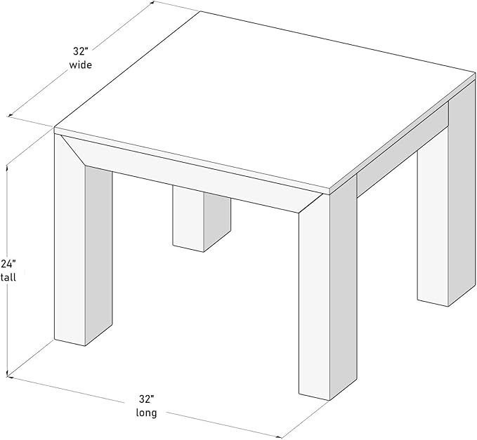 Plank+Beam Modern Square Corner Table, 32", Slim Side Table for Living Room, Mini End Table for Small Spaces, Bedside Night Stand, White Sand Wirebrush