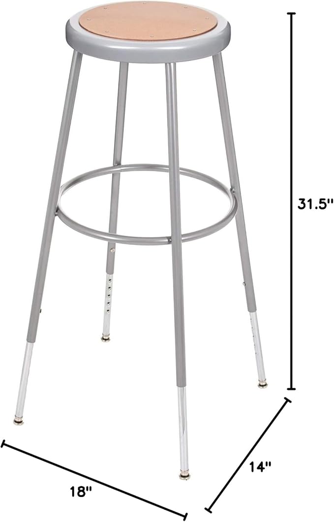 OEF Furnishings (2 Pack Height Adjustable Steel Stools, Grey, 31-39"